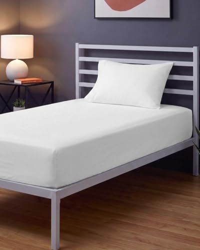 Sleepy Town Twin XL Size Bed Sheets - 2 Piece - NO Flat Sheet Included - Twin XL Sheet Set - Soft, Comfy & Cooling - Easy Care - Wrinkle & Fade Free - Brushed Microfiber - Deep Pocket Sheets (White)