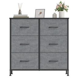 SONGMICS BELLAH Collection - Chest of Drawers, Storage Unit, for Bedroom, Closet, Hallway, Living Room, Steel, 6 Drawers, Modern, Slate Grey LGS123G101