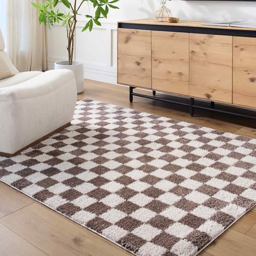 Livabliss Izaline Migori Shaggy Berber Style Floor Covering 200x275 cm – Plush Thick Pile for Living Room & Bedroom, Easy Care, Light Beige & Dark Brown