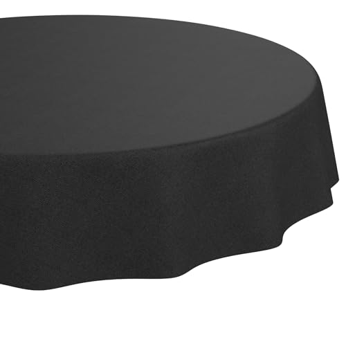 ANRO Washable Tablecloth Anthracite Linen Look Round Diameter 120 cm Table - Garden tablecloth weatherproof - dirt and water resistant, easy to clean - washable at 30 ??C