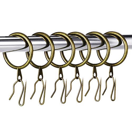 Hotop 30 Pieces Metal Drapery Curtain Rings Curtain Hanging Rings and 30 Pieces Metal Curtain Drapery Pin Hooks for Window Door Shower Curtain (Oil-Rubbed Bronze,30 mm)