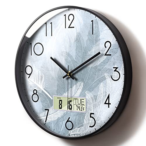 SCOAGE Silent Analogue Wall Clock Battery Operated, Colourful Non-Ticking Round for Bedroom/Living Room/Kitchen/Office (Silver, 12inch)