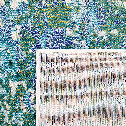 Safavieh Contemporary Rug for Living Room, Dining Room, Bedroom - Madison Collection, Short Pile, in Green and Turquoise, 66 X 122 cm