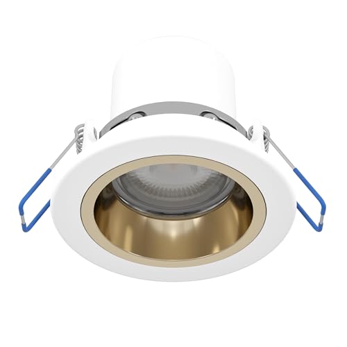 Eglo recessed Spotlight Yebra, Ø 8.7 cm, dimmable Bathroom Ceiling spot - white plastic, decorative silver/gold ring, warm to cool white, IP44