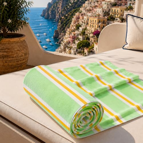 PETTI Artigiani Italiani - Microfibre Beach Towel, Beach or Pool Towel, Beach Towel, Large 90 x 180 cm, Millerighe 08