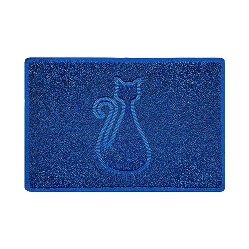 Nicoman CAT Embossed Shape Door Mat Dirt-Trapper Jet-Washable Doormat-(Use Indoor or Sheltered Outdoor)- (60x40cm/23.6x15.7inches, Small) Blue