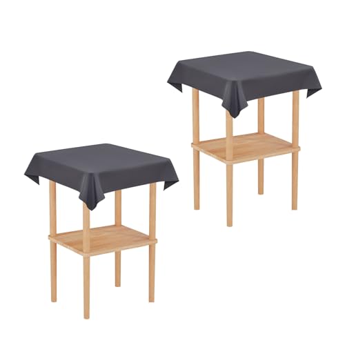 Wolkemer 2 Pack 24x24 Inch Small Square Tablecloth Washable Table Cloth - Reusable Polyester Fabric Table Cloth, Solid Grey Table Cover for Nightstand, End Tables, Side Tables, Coffee Tabletop