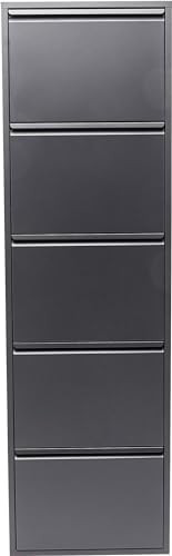 Kare Design Shoe cabinet Caruso, Anthracite, 173x50x15 cm, Metal, with 5 flaps, Shoe storage for 10 pairs of shoes, narrow, space-saving, tall, Shoe rack, Entryway
