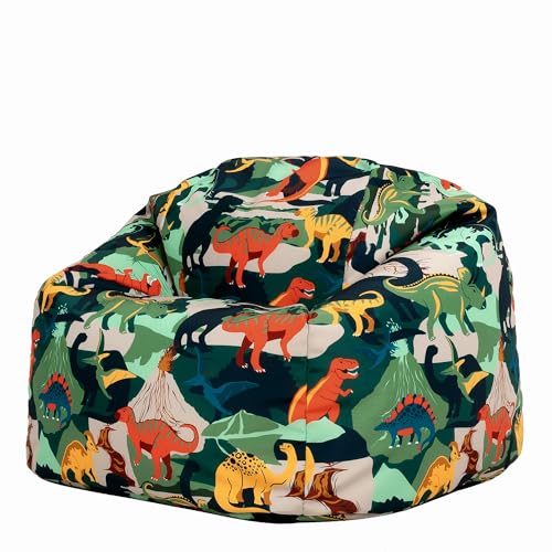 Bean Bag Bazaar Dinosaur Kids Bean Bag, Kids Bean Bag Chair with Filling Included for Girls and Boys, Beanbags for Children, Dinosaur Gifts, Nursery Décor, Playroom Décor, Bedroom Accessories