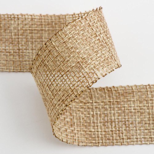 Italian Options Country Hessian Ribbon with Wired Edge, Natural Hessian Fabric Ribbons for Gift Wrapping, Bows, Wreaths, Wedding, Flowers, Florist, Burlap, Jute Ribbon, 25 mm x 10 Metre Roll, Natural