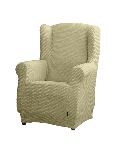 Estoralis Borneo Bi-Elastic Armchair Cover Very Elastic Fabric C-02 Cream for Wing Chairs from 70 to 110 cm Quality Protection Super Adjustable