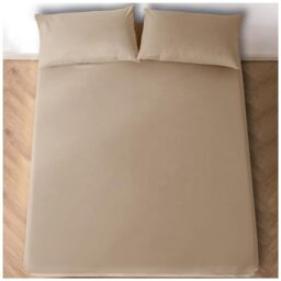 GC GAVENO CAVAILIA Easy Care Polycotton Fitted, Plain Dyed Bed Sheets OR Housewife Pillowcases 2 Pack, Polyester-Cotton, Natural, Super King