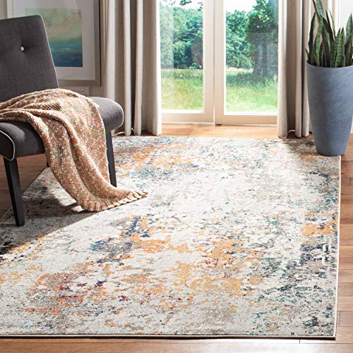Safavieh Modern Rug for Living Room, Dining Room, Bedroom - Madison Collection, Short Pile, in Grey and Beige, 91 X 152 cm