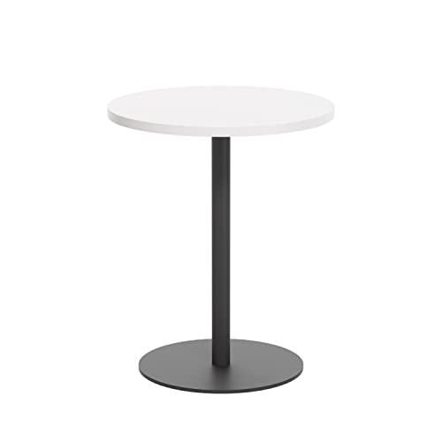 Office Hippo Circular Office Table, Sturdy & Robust Mid-Height Table Desk, Circular Work Table For Home Office, Versatile Desk Table For Canteen, Reception Area, 5 Year Guarantee - White / Black