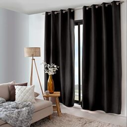ED Enjoy Home - Curtain - Polyester - 135 x 240 cm - Black - Nordica Collection - Ready to Hang - Washable at 30 °C - For All Rooms - Bedding - Curtains