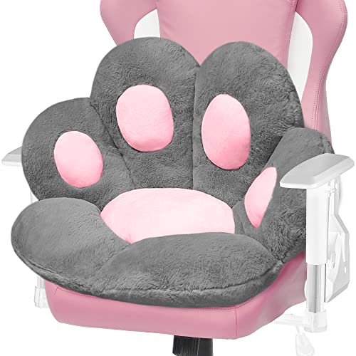ELFJOY Comfy Chair Cushion Plush Cat Paw Cushion Lazy Sofa Seat Cushion Cozy Floor Cushion Seat Pillow Gift for Girl (Grey) 7060cm