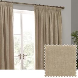 Yard Heavy Chenille Pencil Pleat Curtain Pair (Natural, 229 x 137 cm)