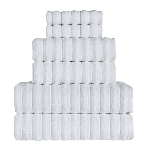 BERIBO Cloud Turkish Towel Set of 6-100% Cotton - 620gsm (Alpine White)