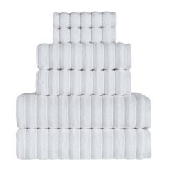 BERIBO Cloud Turkish Towel Set of 6-100% Cotton - 620gsm (Alpine White)