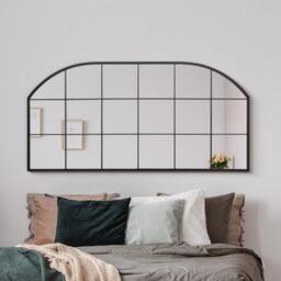 Elegant Black Arched Wall Mirror - Large 180 x 90cm Framed Oversized Mirror - Modern Arch Design for Living Room, 174 x85