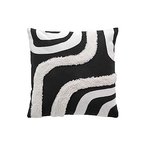 Douceur d'Intérieur, Cushion Cover (40 x 40 cm) Mirade Black, Printed Cotton Tufted