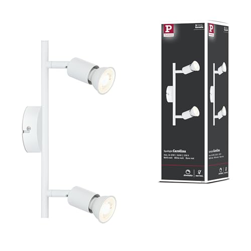 Paulmann Carolina 66764 Spotlight 2-Bulb Max. 2 x 10 Watt Ceiling Light White Matt Metal GU10 Ceiling Spotlight Without Bulb