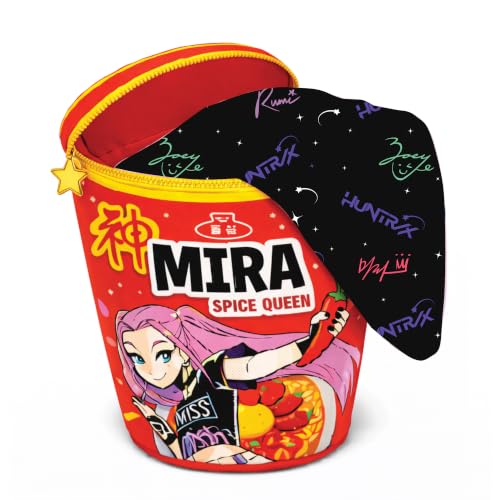 K Pop Demon Hunters Officially Licenced Blanket and Cushion Bundle - Super Soft Warm Fleece Inside Noodle Pot Cushion - Mira Ramen Design - Perfect For Home, Sleepovers & Camping
