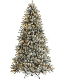 WeRChristmas Pre-Lit Full Bodied Snow Flocked Christmas Tree with 350 Chasing Warm LED Lights, Multi-Colour, 6 feet/1.8m