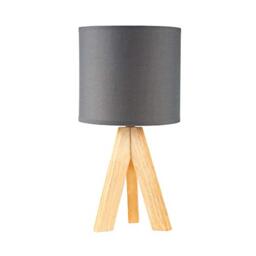 Pauleen 48104 Woody Love Table luminaire max. 20W E14 Tripod Scandinavian Tripod lamp Grey Table lamp 230V Wood/Fabric
