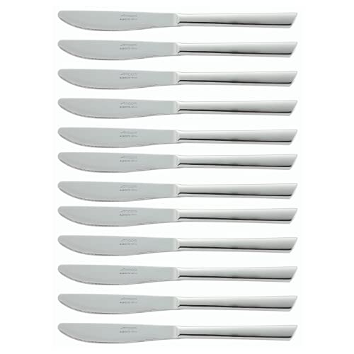 Arcos Series Toscana - Box 12 Pieces Table Knife - Monoblock of one Piece Stainless Steel 100 mm (3.94 Inch) Silver Colour (12 Piece)