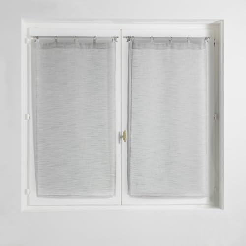 Douceur d'Intérieur Pair of Straight Milza Net Curtains 2 x 60 x 90 cm Grey