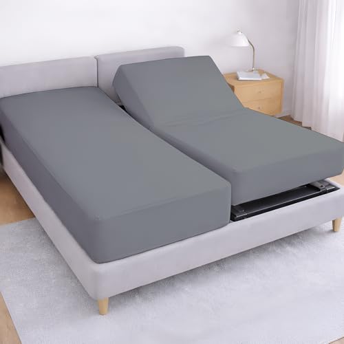 Split California King Adjustable Sheets, Soft Brushed Microfiber, Dark Grey
