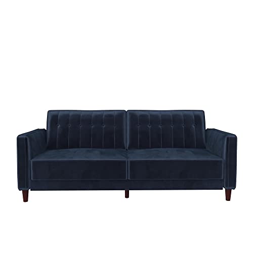 DHP Pin Tufted Transitional Sofa Bed Blue, 87x207x87cm (DxWxH)
