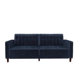 DHP Pin Tufted Transitional Sofa Bed Blue, 87x207x87cm (DxWxH)