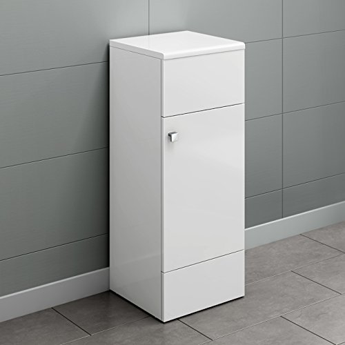 iBathUK Modern Bathroom Gloss White Grey Cabinet Unit Storage Cupboard Single Door (White