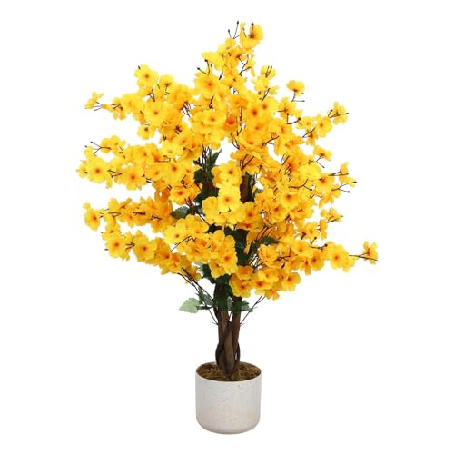 GarveeHome Artificial Plum Blossoms 90/120/150 cm Artificial Flower with Flowers for Table & Room Decoration Ideal for Home, Wedding and Office