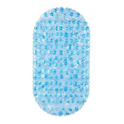 Relaxdays Anti-Slip Bath Mat, Stone-Look Design, Non-Slippery Suction Cups for Bathtub, Washable, WXD: 36 x 68 cm, Blue