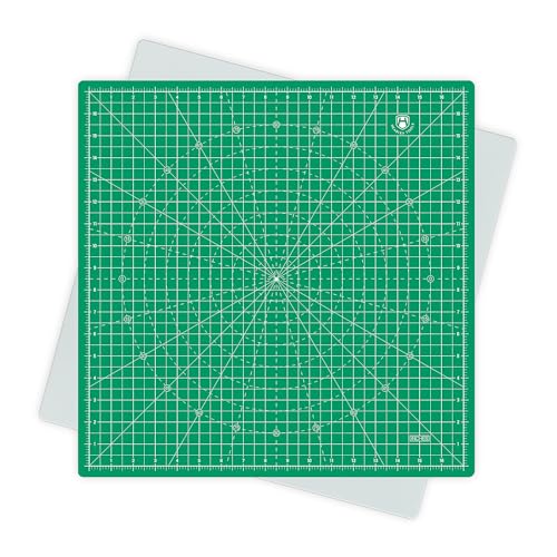 "Headley Tools 17""x17"" Rotating Cutting Mat, Self Healing Mat with 360-Degree Rotation & Anti-Slip Base, Sewing Board Cutting Mat Perfect for Fabric Quilting Leather Hobby Project, Green"