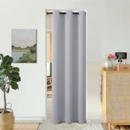 BGment Light Grey Door Curtain 78 Inch Length for Doorway, Bedroom Closet Curtain, Privacy Thermal Insulated Blackout Grommet Room Divider for Room Separation, 1 Panel, 40 Inch Wide