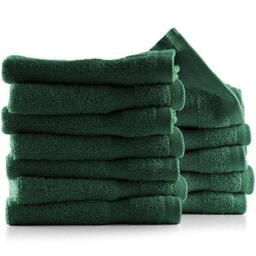 Hearth & Harbor 100% Ring Spun Cotton Washcloths 12 Pack - Washcloth for body and face, High Absorbent and Soft 33x33 cm Body Wash Cloth, Quick Dry - Black Washcloths