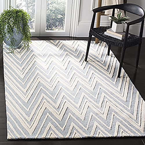 Safavieh Modern Indoor Hand Tufted Rectangle Area Rug, Cambridge Collection, CAM711, in Blue / Ivory, 91 X 152 cm for Living Room, Bedroom or Any Indoor Space