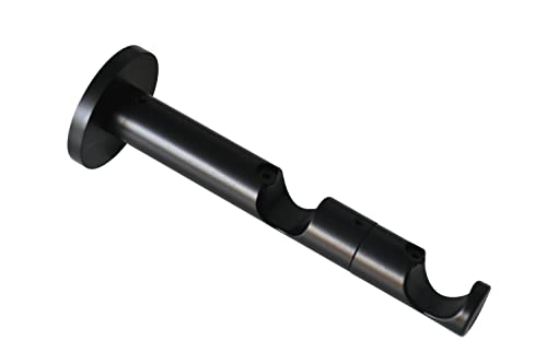 GARDINIA Chicago Series Double Combination Bracket with Metal Mounting Plate for Curtain Rod, 2-Track Open, Includes All Mounting Parts, Diameter 20 mm, Metal, Matt Black