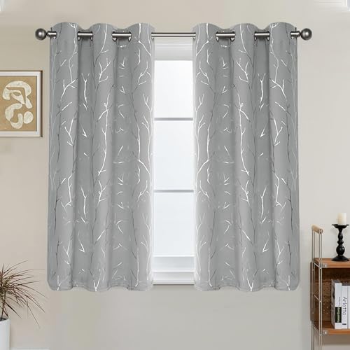 BUHUA Short Curtains 36 inches Long, Black Out RV Bunk Panels, Kitchen Window Curtains Over Sink, Thermal Insulating Blackout Drapes for Small Window (2 Panels, Silver Grey, 38 inches Wide)