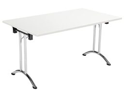Office Hippo Folding Office Table, Sturdy & Stylish Computer Table Desk, Work Table For Home Office, Versatile Foldable Table For Meeting Room or Boardroom, 5 Year Guarantee - White/Chrome