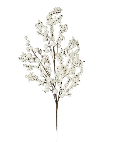 White Mixed Berries Pick, 60 cm ??? Decorative Stem for Christmas Trees & Wreaths
