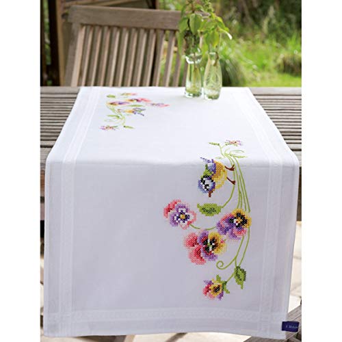 Vervaco Embroidery Kit: Runner: Bird & Pansies