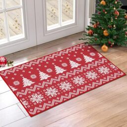 Garvee Doormat, Washable Entrance Mat, Non-Slip for Indoor and Outdoor Use, Home, Kitchen, Portal, Ideal for Christmas, Rustic House, Farm, 50 x 80 cm, Red