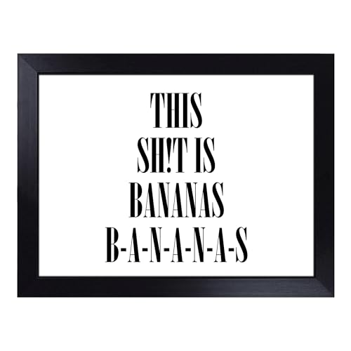 Lap Tray with Bean Bag Cushion, Bananas Typography Quote - Handmade in the UK, Raised Wooden Edge, Padded Cushion, Heat-Resistant Wipe-Clean Surface, for Meals, Laptops and Crafts