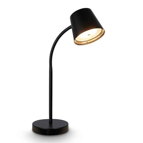 BRILONER - LED Desk Lamp, Wireless Reading Light with Touch Control, Dimmable, Adjustable, Flexible Gooseneck Lamps, Battery Table Lamp, Bedside Lamps, Reading Lamp, Home Office, Study, 38.5cm, Black