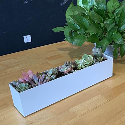 "PSOIRGCNH Modern 16"" White Steel Trough Planter - Suitable for Indoor Use"